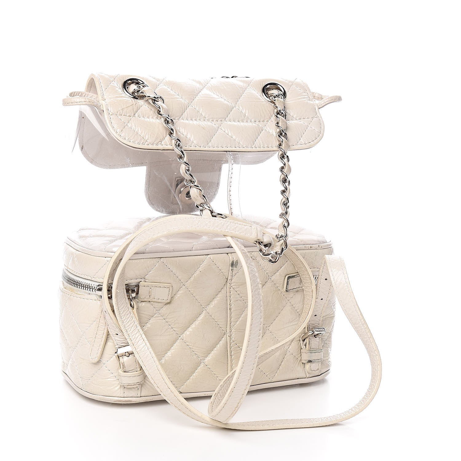 Chanel Crumpled Calfskin PVC Quilted Backpack White 3 of 18