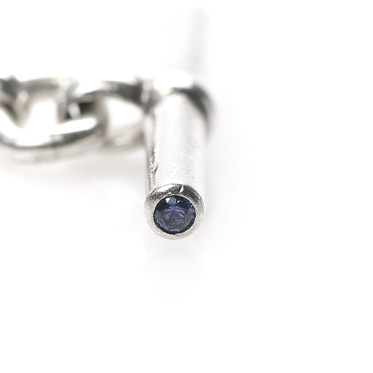 Sterling Silver Blue Sapphire 9.5mm Cushion Link Bracelet