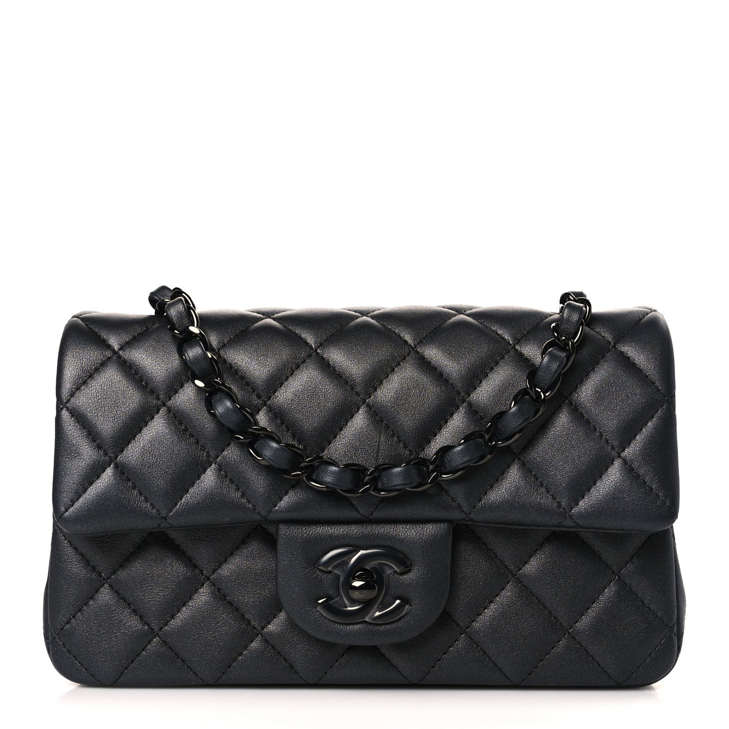 Lambskin Quilted Mini Rectangular Flap So Black