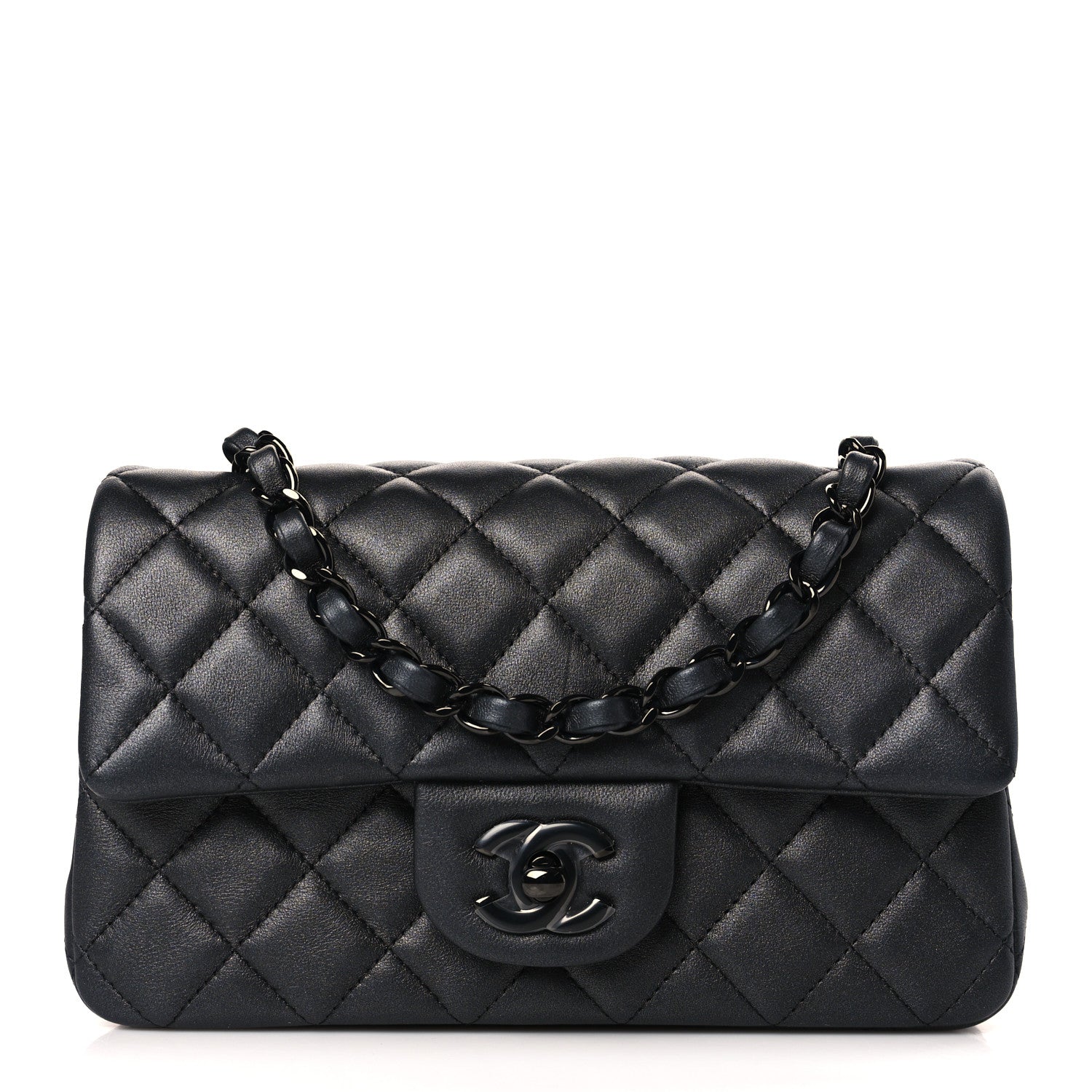 Chanel Lambskin Quilted Mini Rectangular Flap So Black 1 of 9