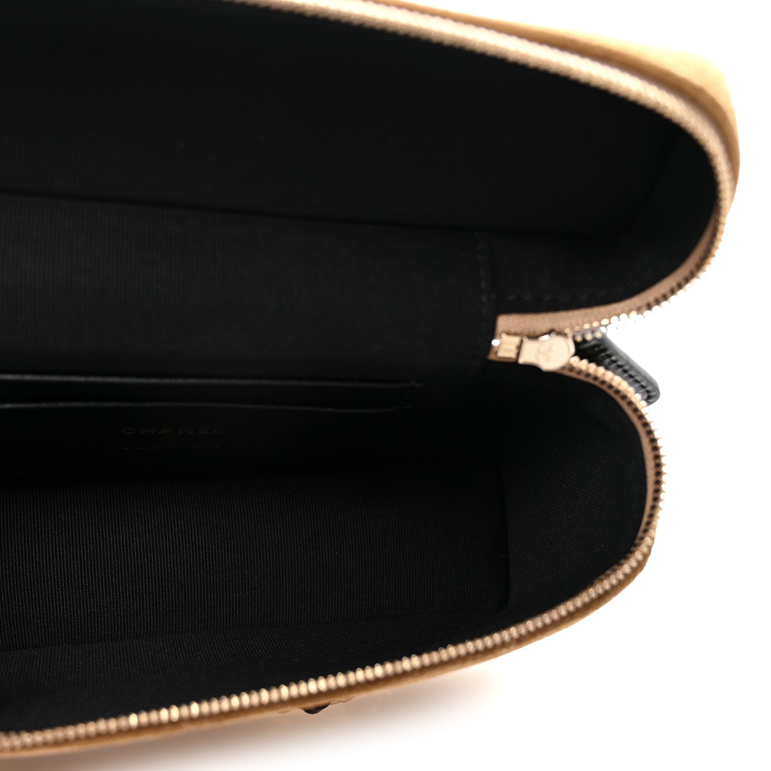 Chanel Suede Calfskin Shiny Lambskin Quilted Top Handle Slim Vanity Case With Chain Beige Black 5 of 11