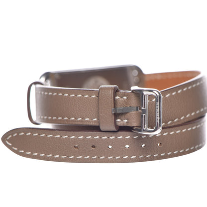Hermes Stainless Steel Swift 20mm Cape Cod Double Tour Deux Zones Quartz Watch Etoupe 8 of 9
