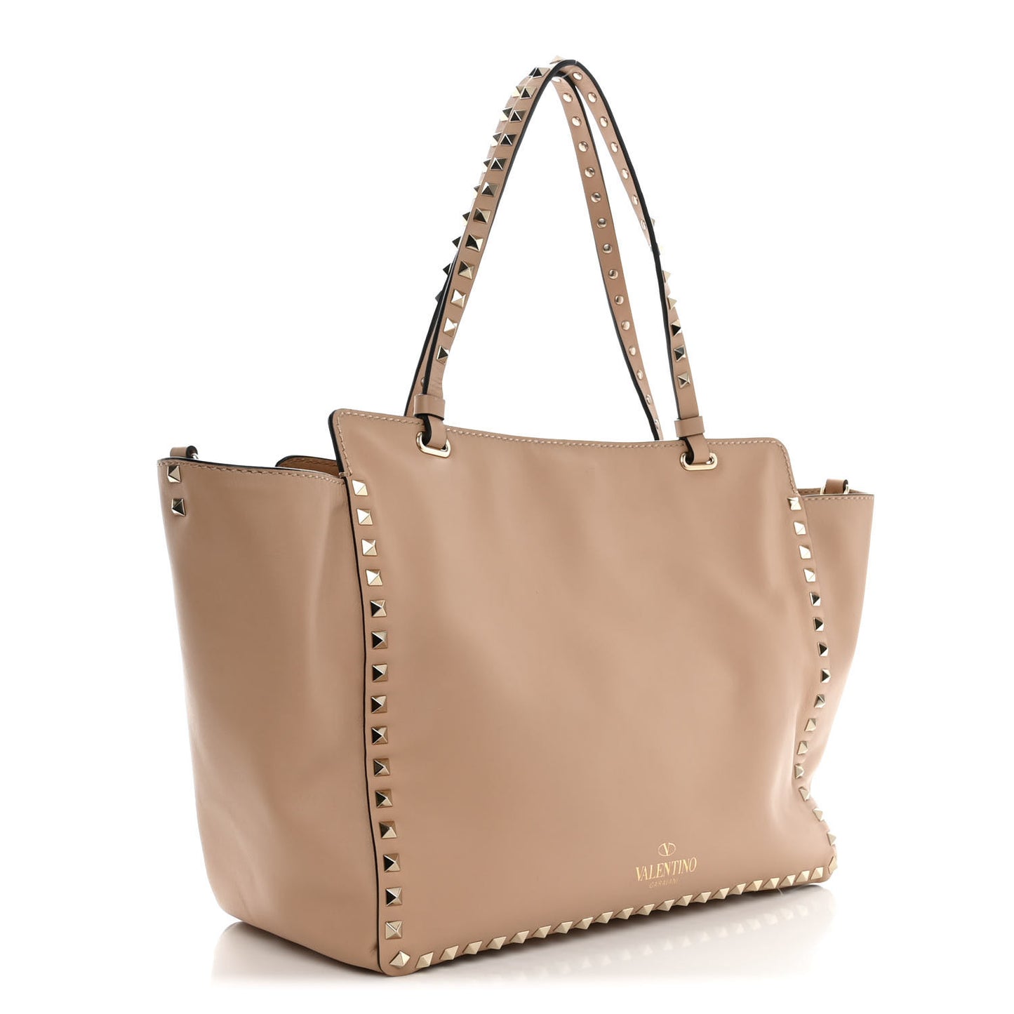 Vitello Butterfly Embellished Medium Rockstud Tote Camel Rose Multicolor