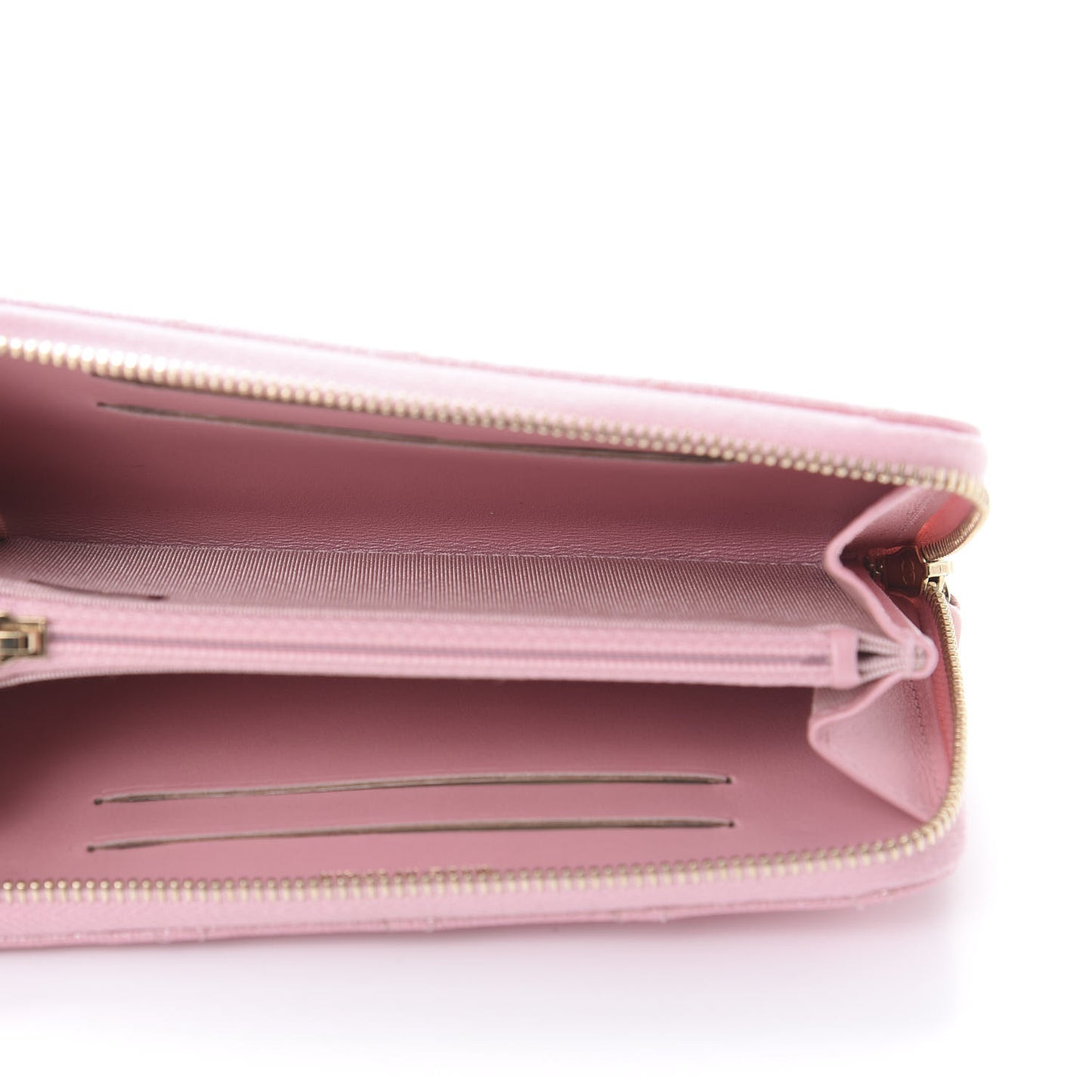 Iridescent Caviar Quilted Medium Zip Around Wallet Pink