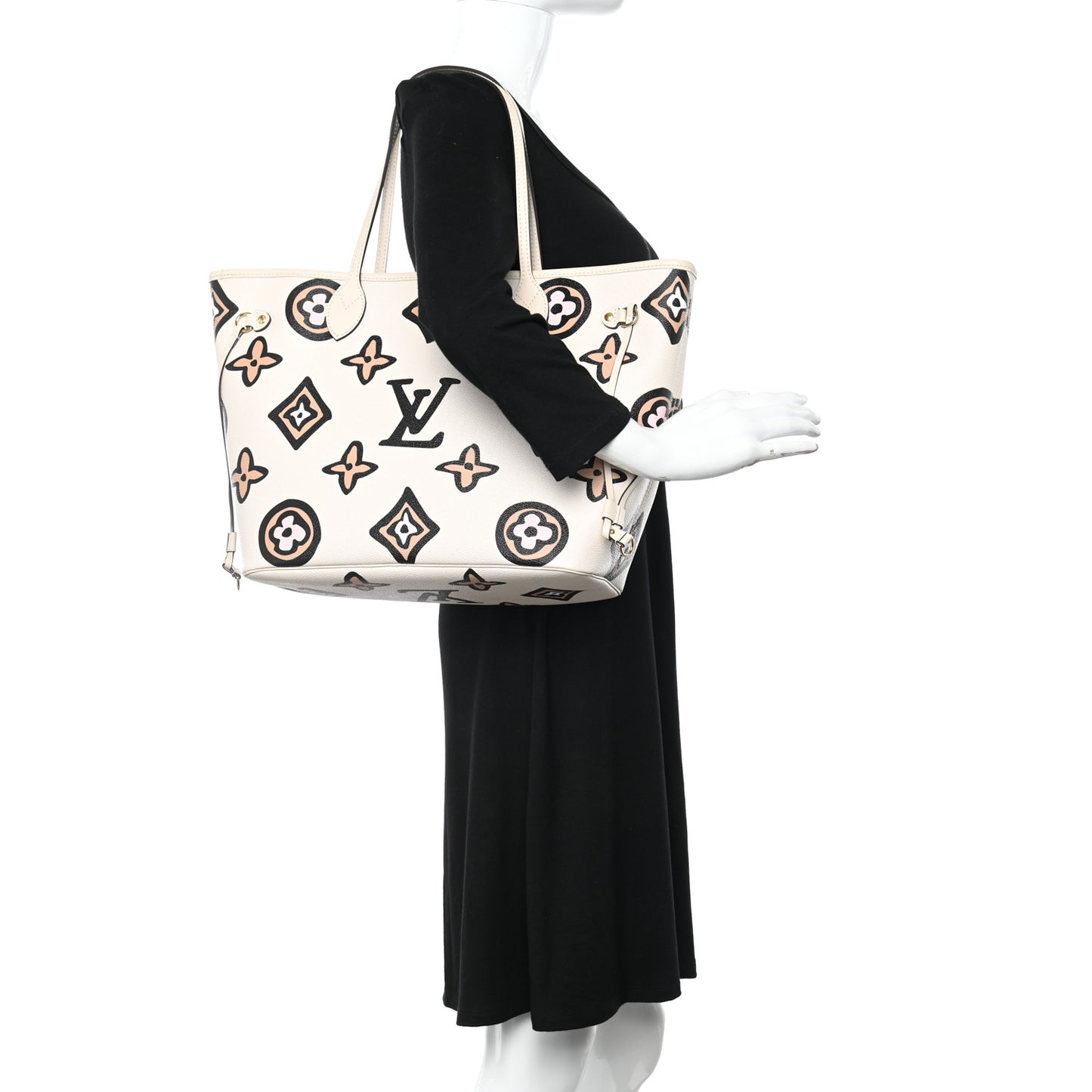 Monogram Giant Wild at Heart Neverfull MM Creme