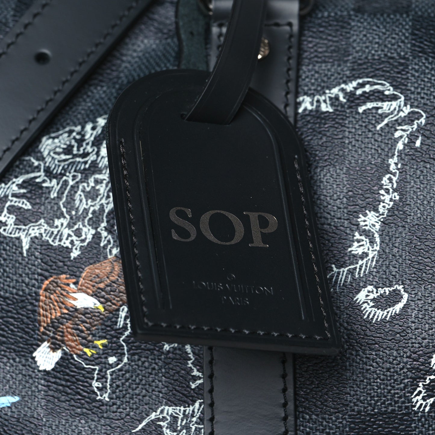 Damier Graphite World Map Keepall Bandouliere 50