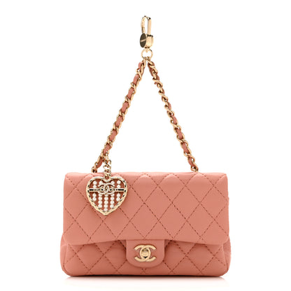 Chanel Lambskin Quilted Mini Flap Bag Charm With Hook Coral 8 of 11