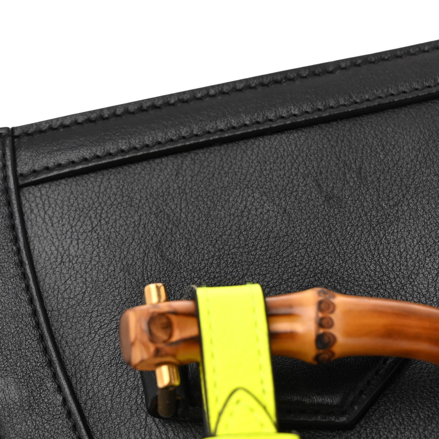 Gucci Calfskin Small Diana Tote Bag Black Yellow Fluo 13 of 14