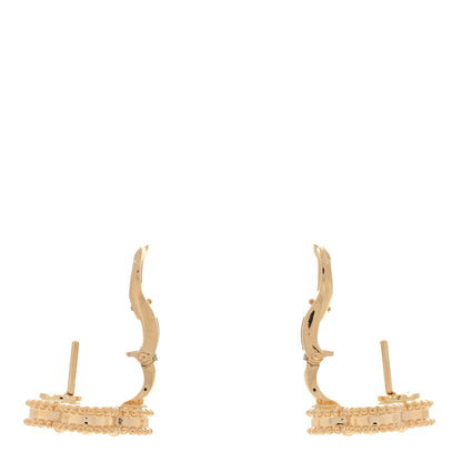 Van Cleef & Arpels 18K Yellow Gold Guilloche Vintage Alhambra Earrings 3 of 5