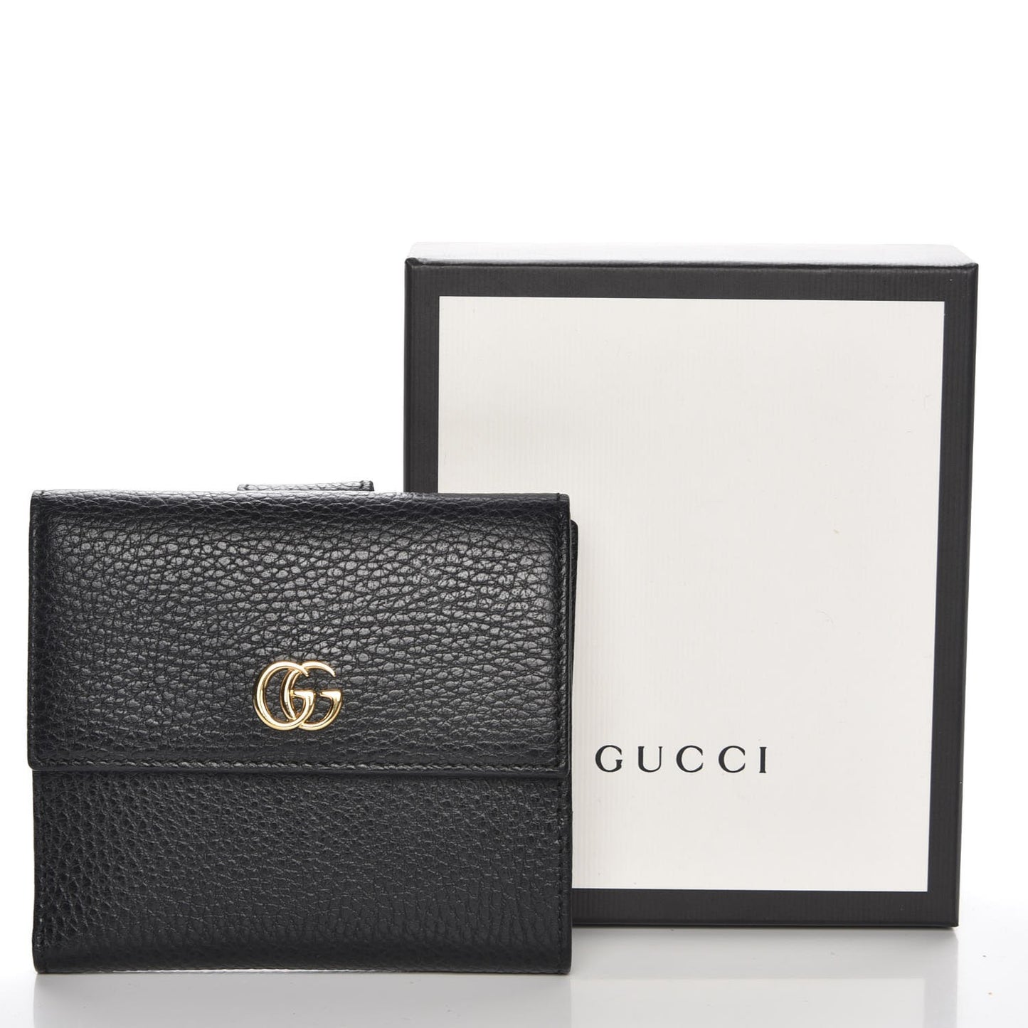 Dollar Calfskin Double G French Flap Wallet Black