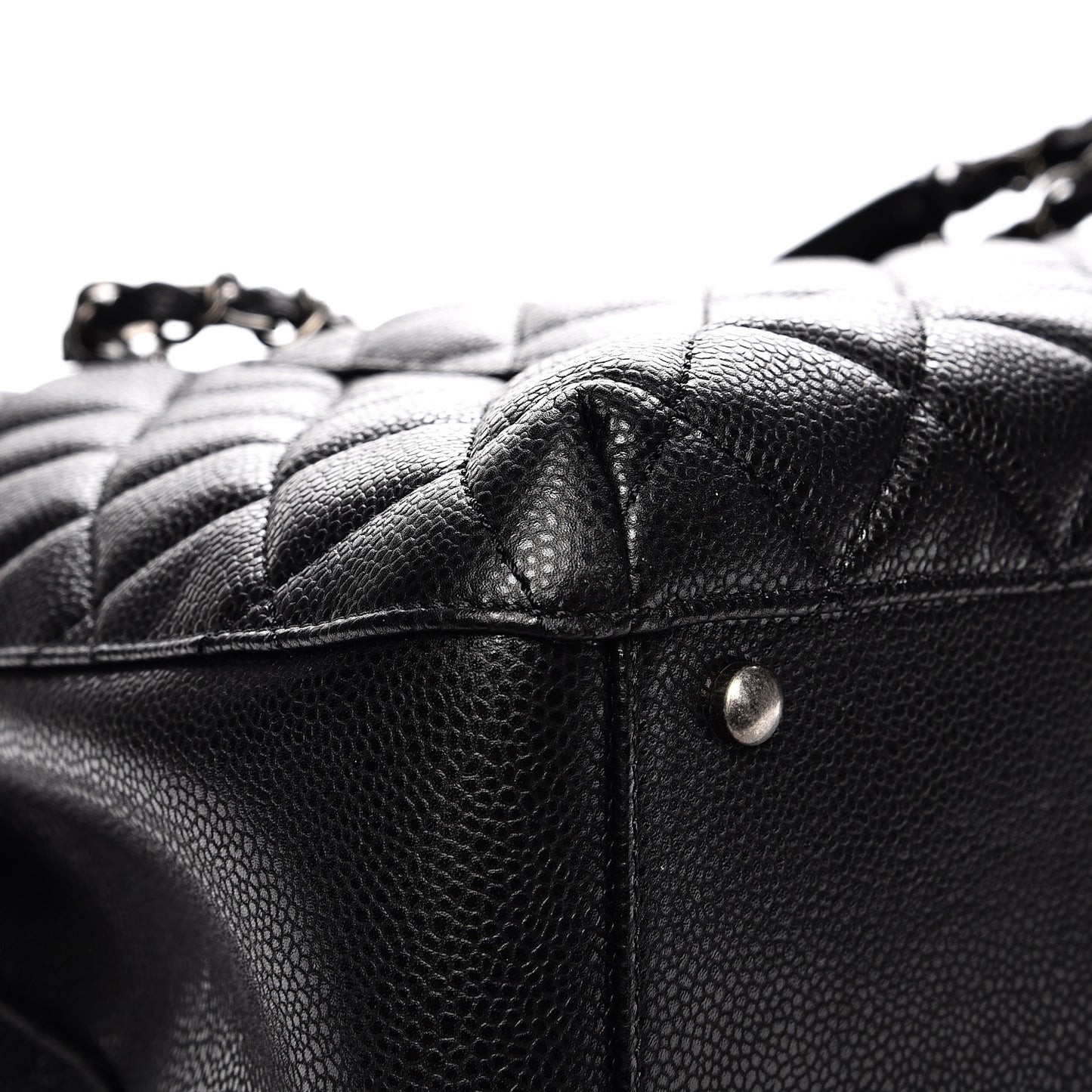 Caviar Quilted City Shopping Tote Black