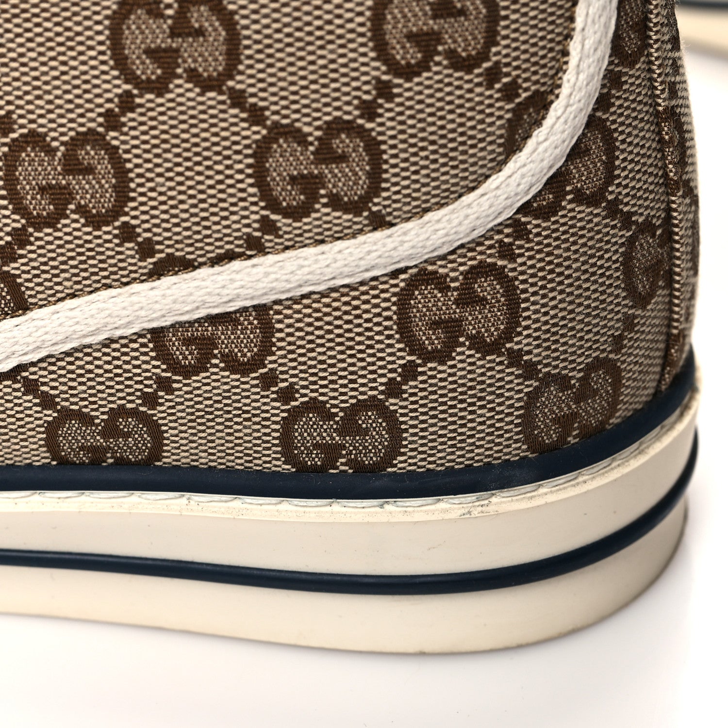 Gucci GG Monogram Web Womens 1977 Tennis High Top Sneakers 40.5 Beige Ebony Mystic White 8 of 10