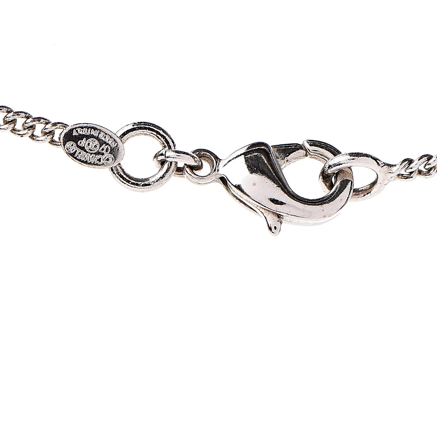 Chanel Padlock and Key CC Necklace Silver Pink 5 of 5
