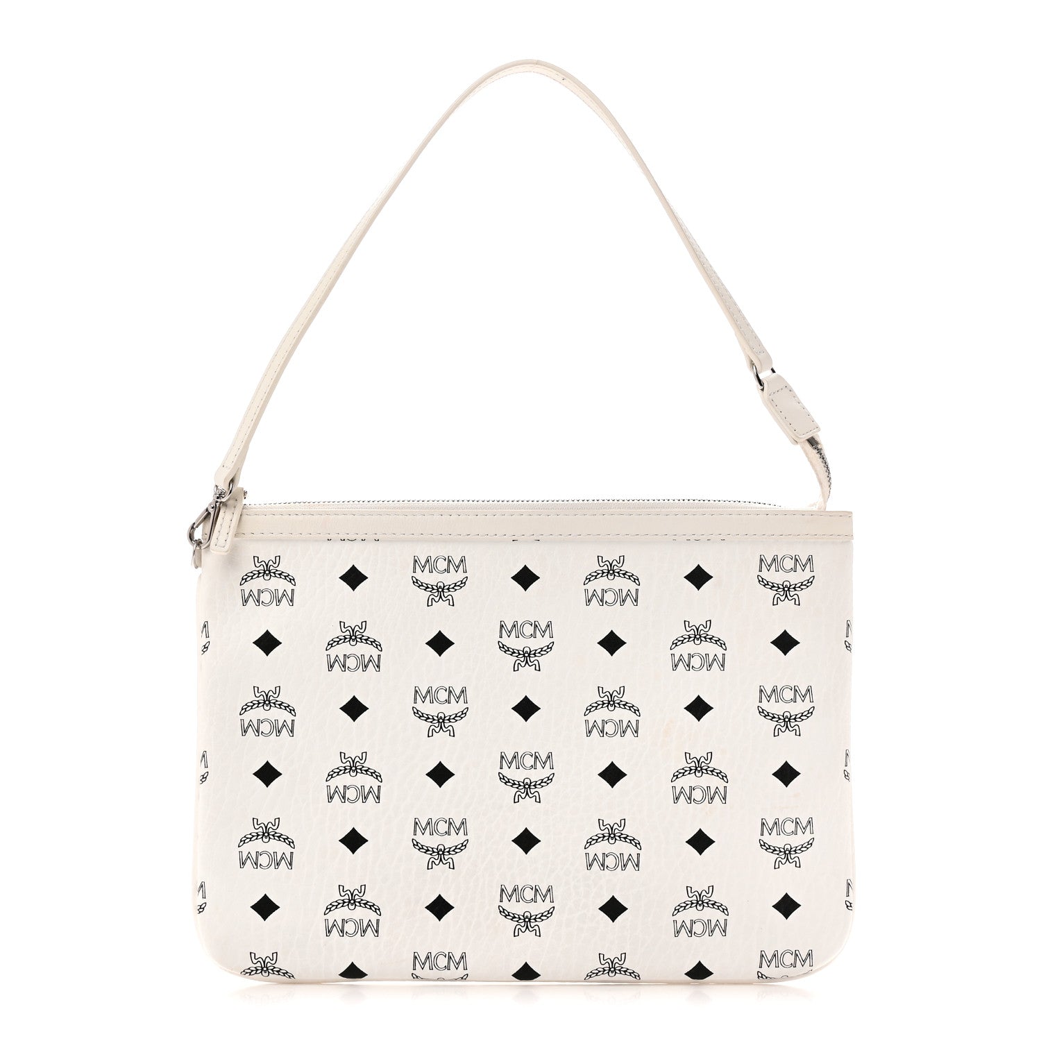 MCM Visetos Liz Shopper Tote Pouch White 1 of 8
