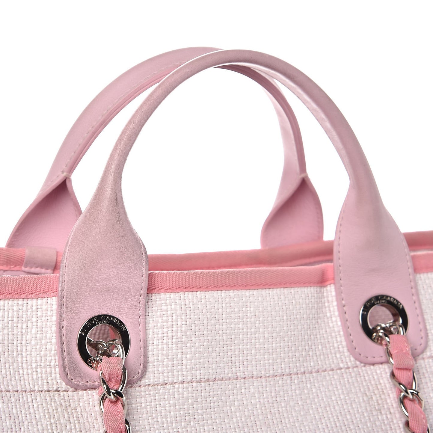 Woven Straw Raffia Large Deauville Tote Pink