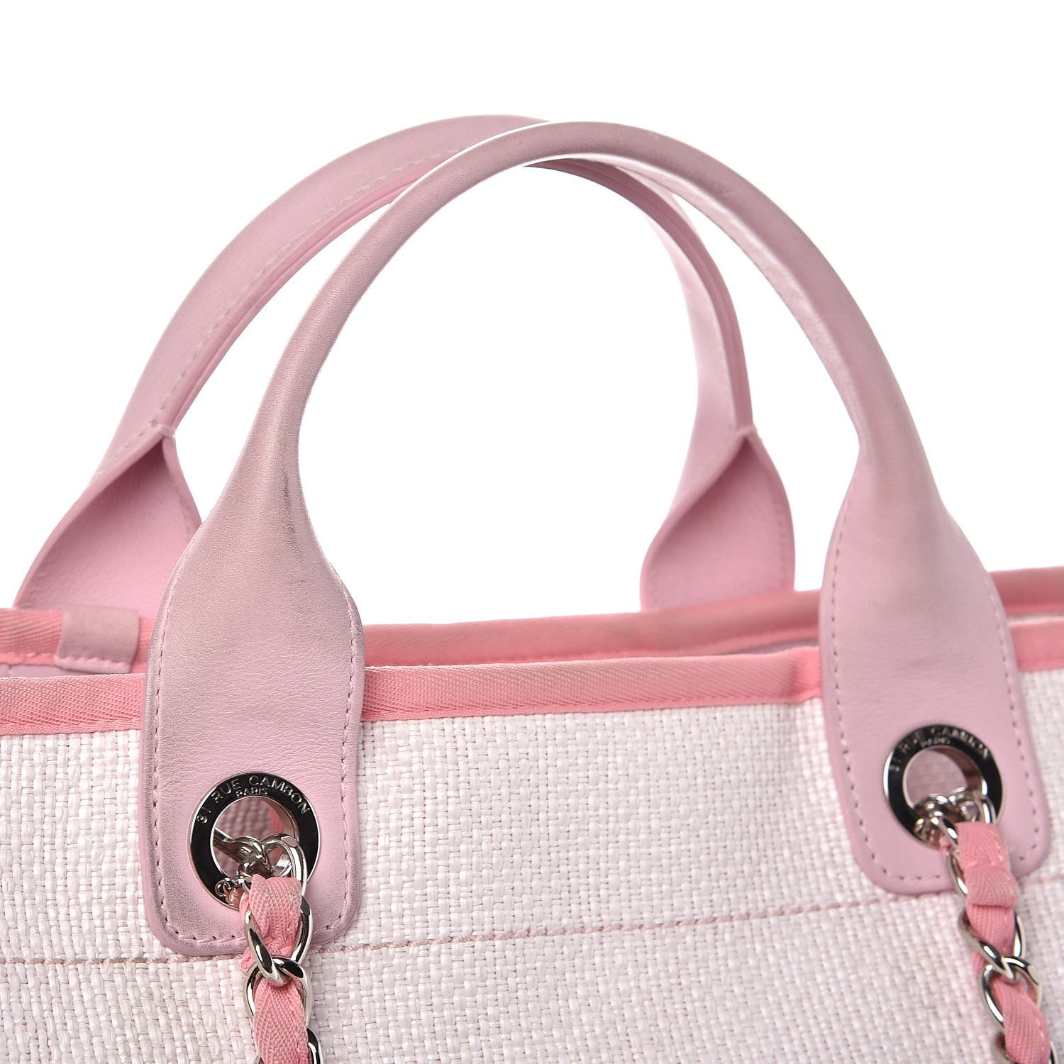 Chanel Woven Straw Raffia Large Deauville Tote Pink 10 of 14