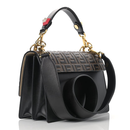 Fendi Vitello Liberty Bi-Color FF 1974 Embossed Kan I Shoulder Bag Black Maya 3 of 10