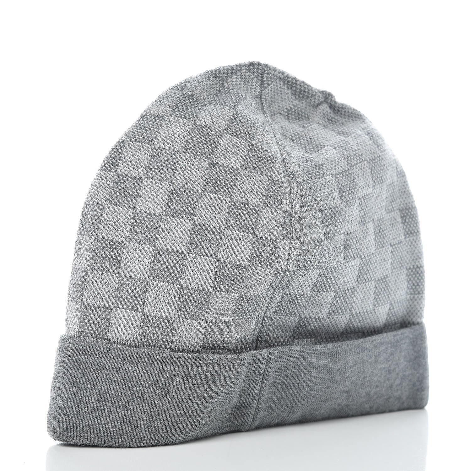 Louis Vuitton グレー ビーニー Louis Vuitton Wool Bonnet Petit Damier Beanie Hat Grey 408404