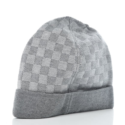 Louis Vuitton Wool Bonnet Petit Damier Beanie Hat Grey 4 of 7