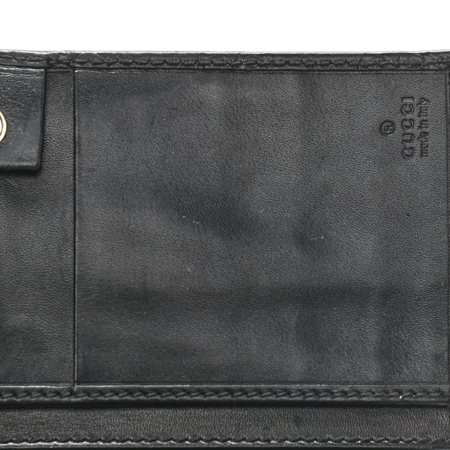Gucci Guccissima Margaux Calfskin Metal Bar Chain Wallet Black 10 of 13