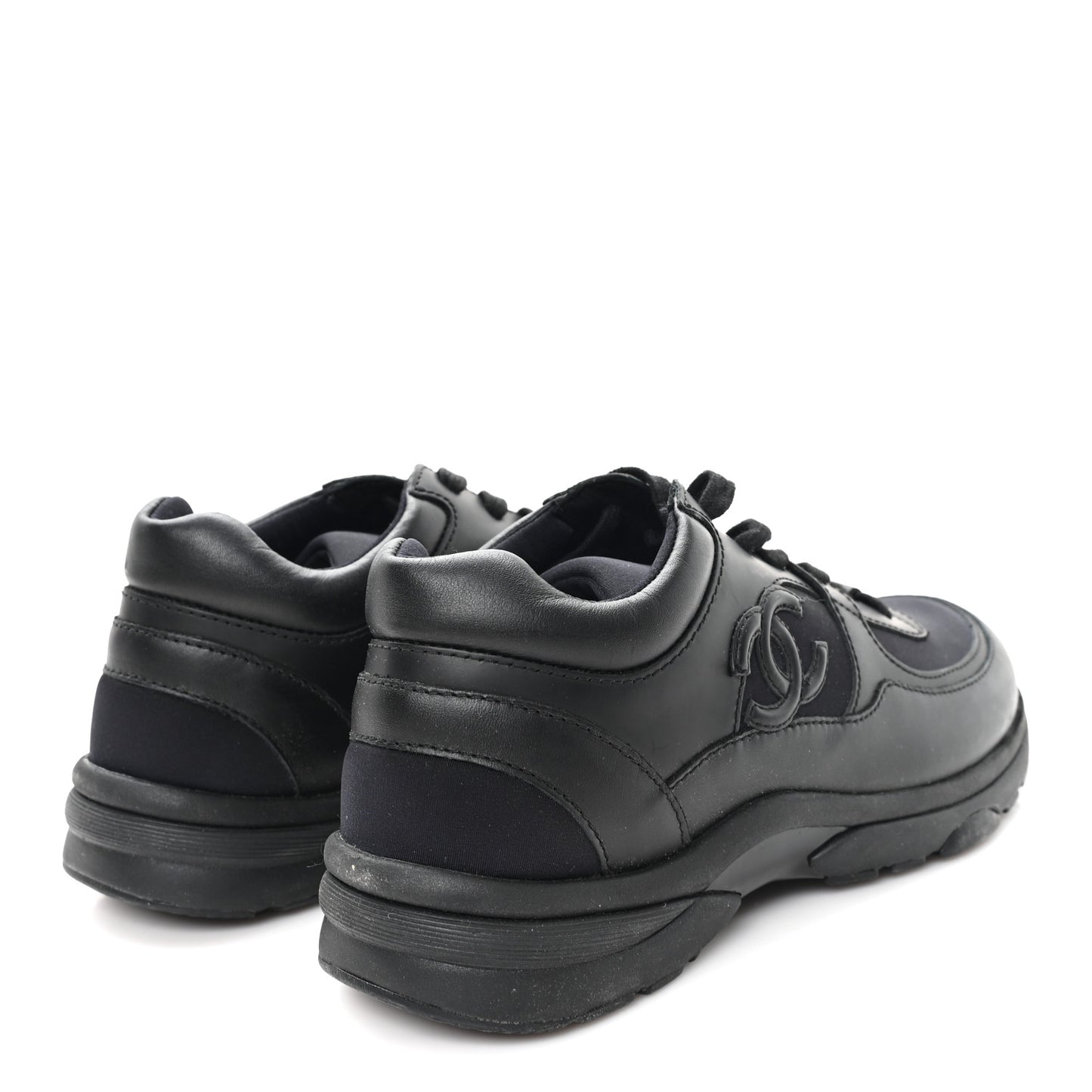 Lambskin Fabric CC Sneakers 36.5 Black