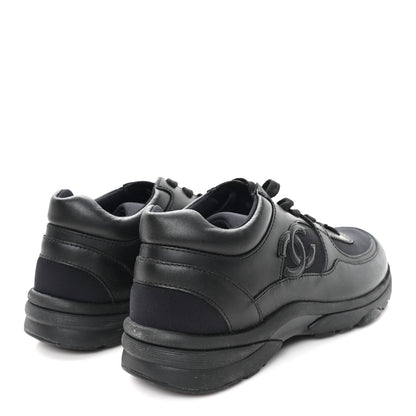 Chanel Lambskin Fabric CC Sneakers 36.5 Black 5 of 9