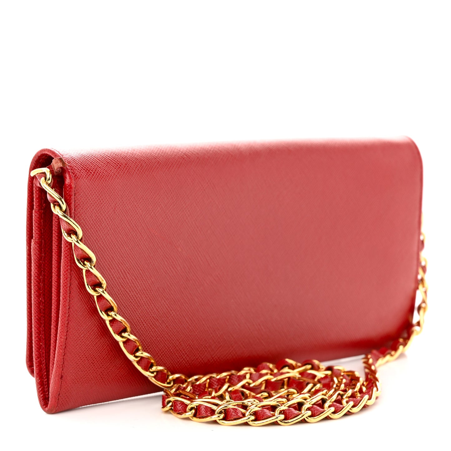 Saffiano Metal Oro Chain Wallet Fuoco