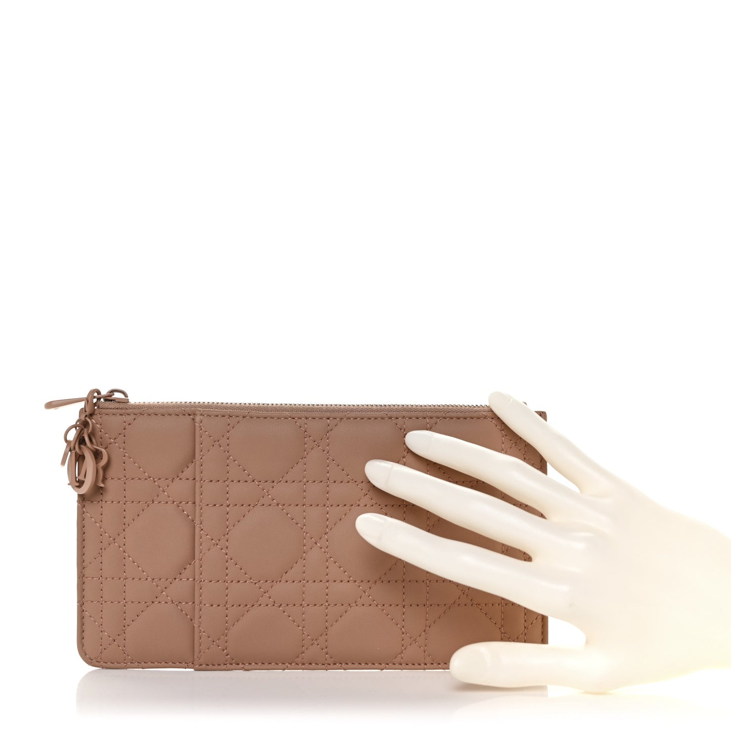 Ultra Matte Calfskin Cannage Large Lady Dior Zip Wallet Beige