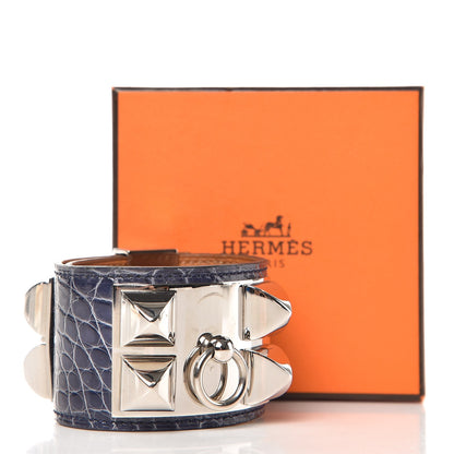 Hermes Shiny Alligator Collier De Chien CDC Bracelet S Bleu Brighton 9 of 9
