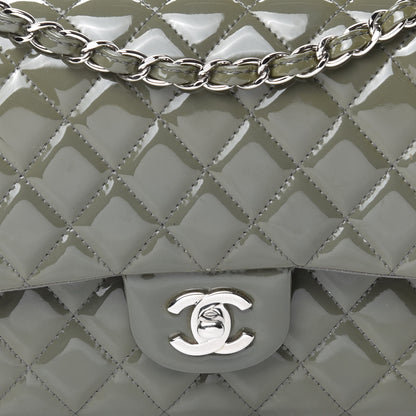 Chanel Patent Calfskin Quilted Medium Double Flap Grey 12 of 12