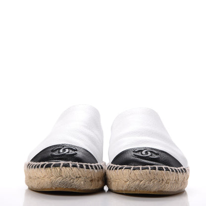 Chanel Grained Calfskin CC Espadrilles 38 White Black 2 of 7