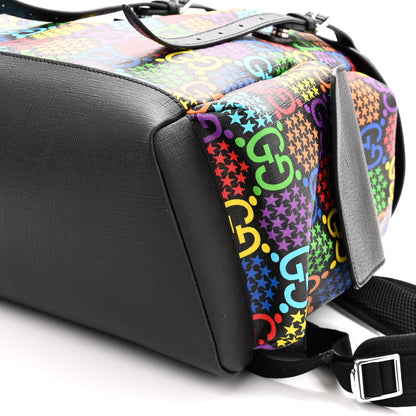 Gucci GG Supreme Monogram Psychedelic Medium Double Buckle Backpack Black Multicolor 10 of 10