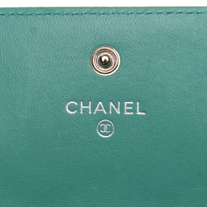Chanel Lambskin Quilted Large Gusset Flap Wallet Turquoise 6 of 9