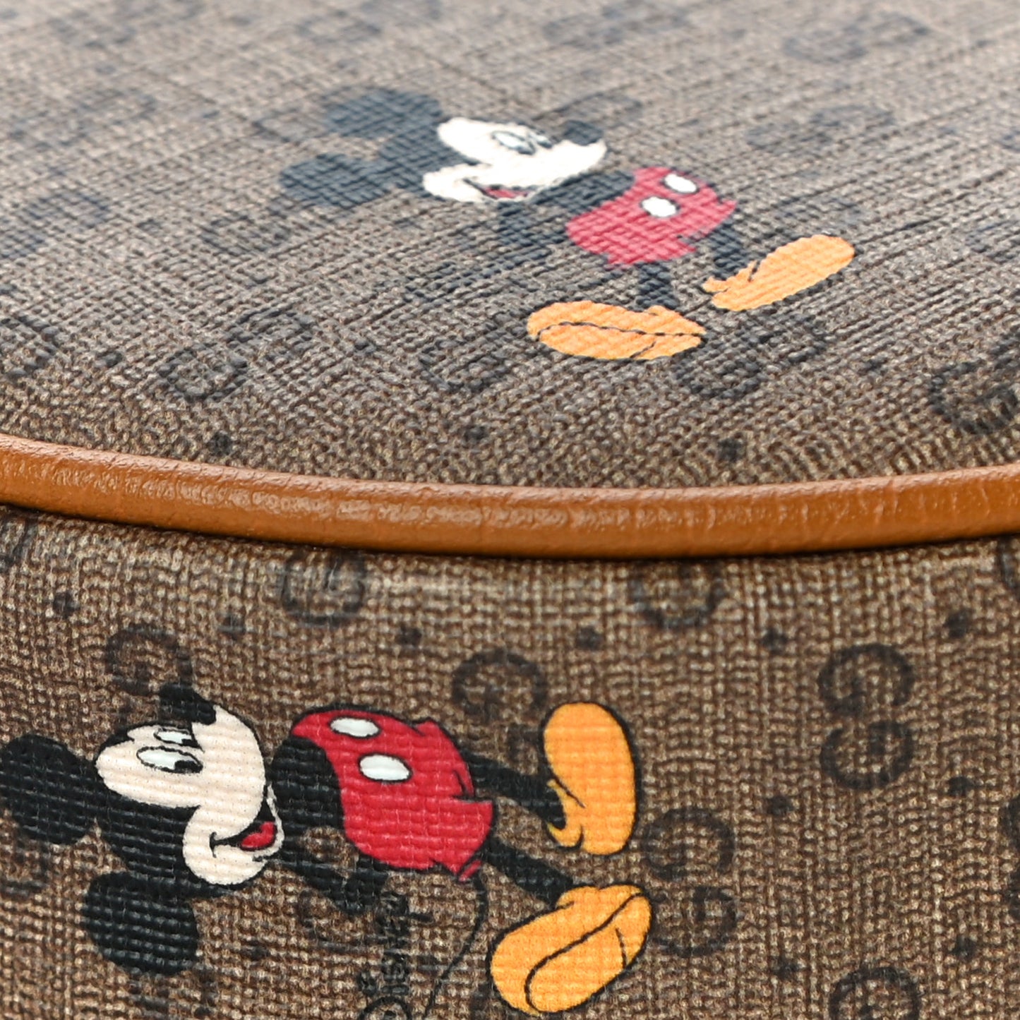 X DISNEY Mini Vintage GG Supreme Monogram Mickey Mouse Round Backpack Beige Vintage Sun Oil