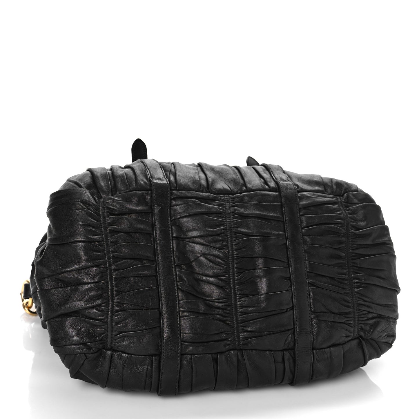 Nappa Gaufre Buckle Shoulder Bag Black