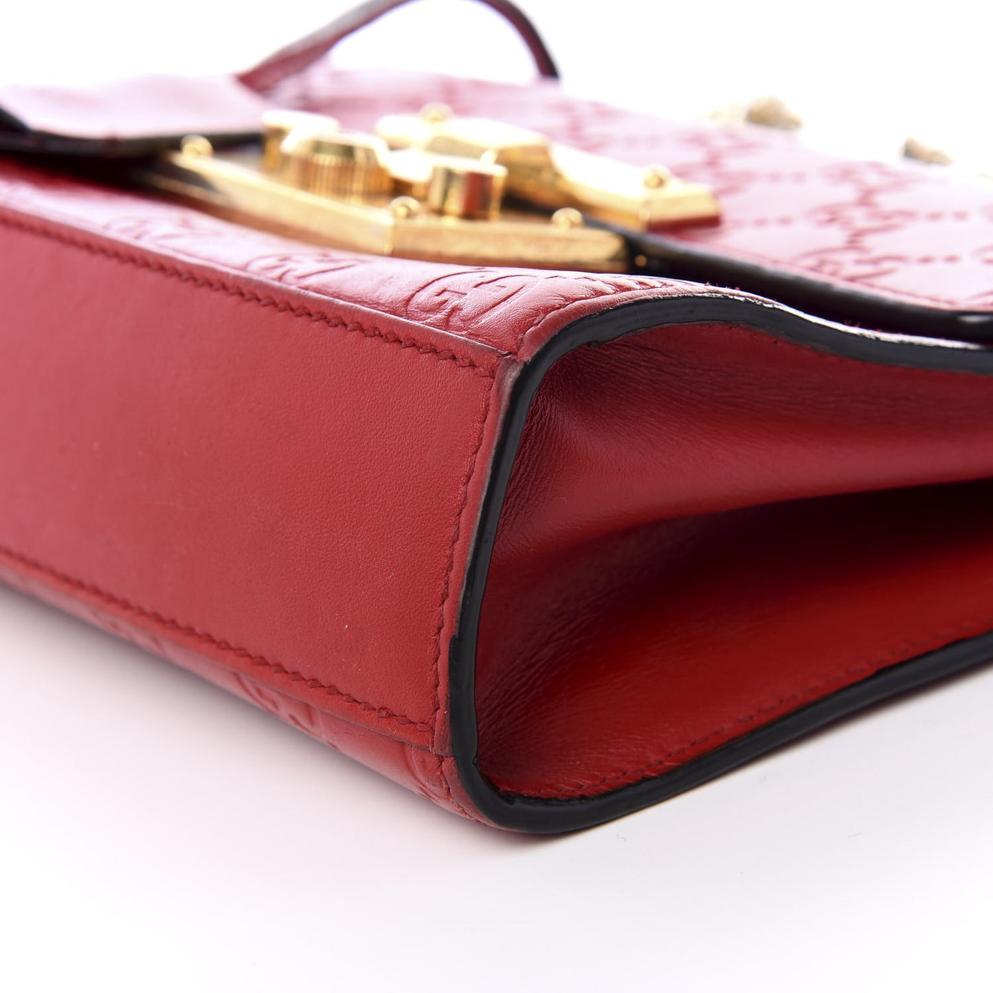 Guccissima Small Padlock Shoulder Bag Hibiscus Red