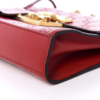 Gucci Guccissima Small Padlock Shoulder Bag Hibiscus Red 7 of 8