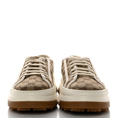 Gucci GG Monogram Mens 1977 Tennis Platform 52mm Sneakers 10 Beige Ebony Mystic White 2 of 8