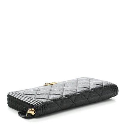 Chanel Caviar Quilted Boy Long Zip Around Wallet Black 4 of 8