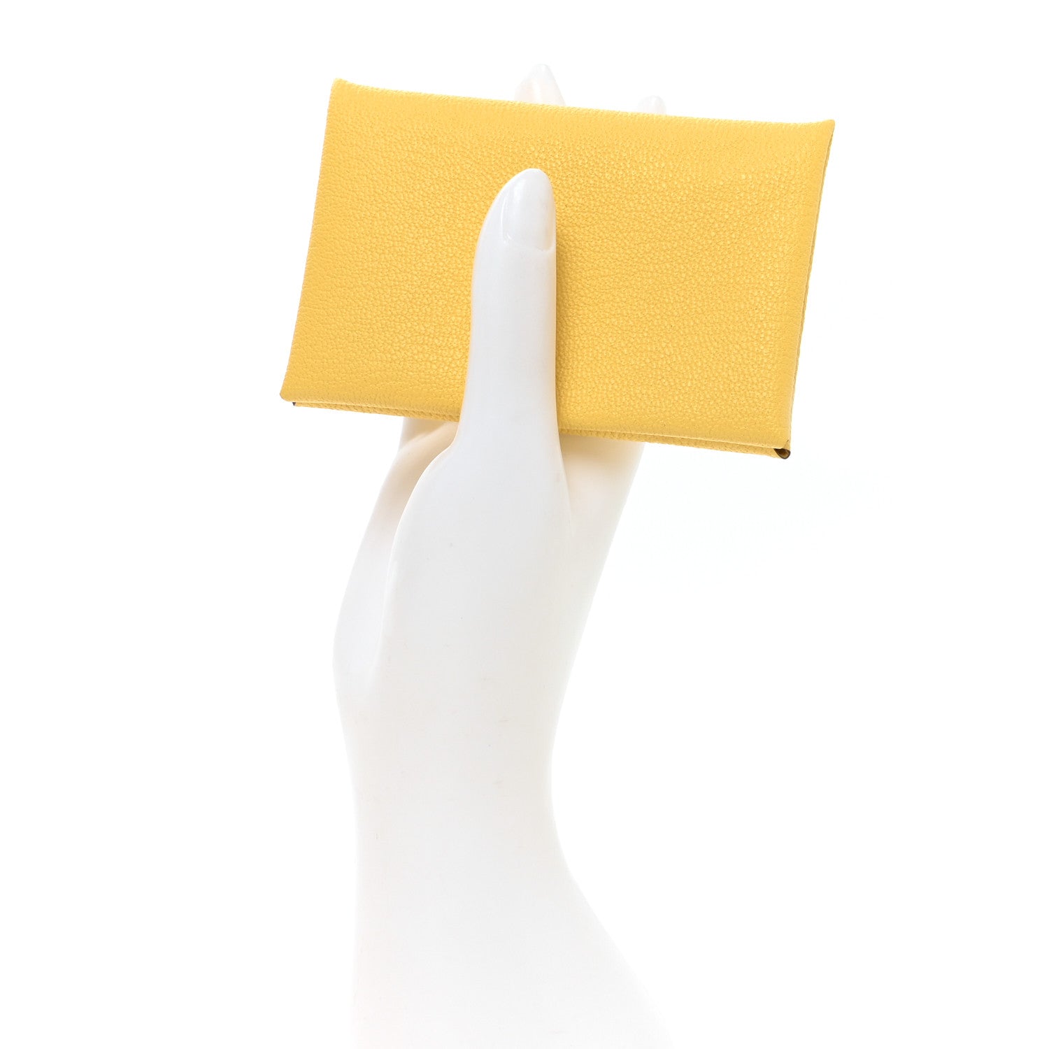 Hermes Chevre Mysore Calvi Card Case Jaune Citron 2 of 8
