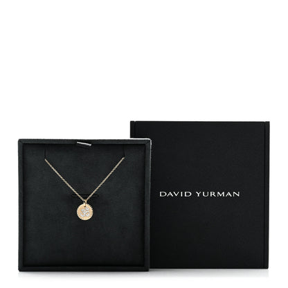 David Yurman 18K Yellow Gold Diamond OM Charm Pendant Necklace 6 of 6