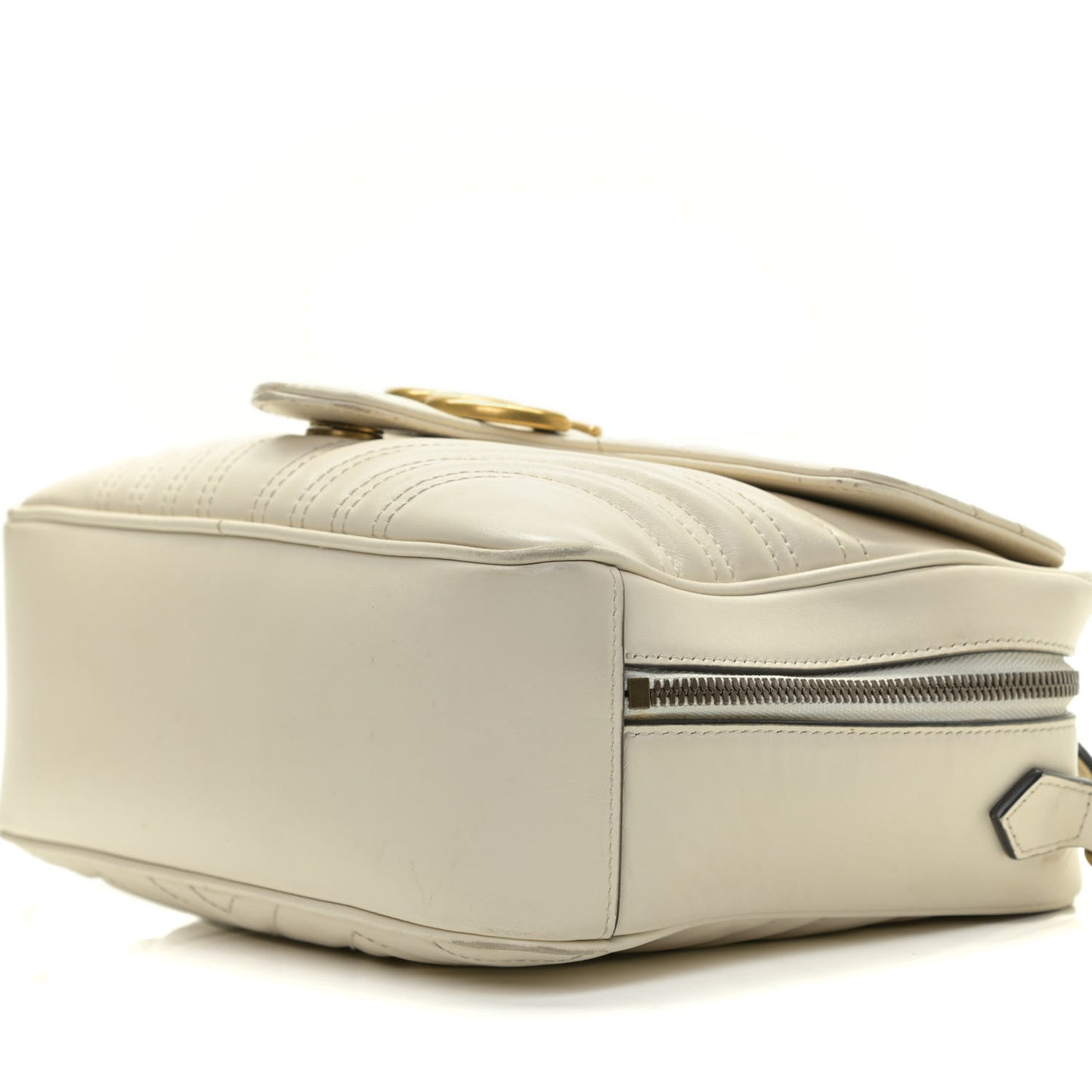 Calfskin Matelasse Sylvie Web Small GG Marmont Top Handle Shoulder Bag White