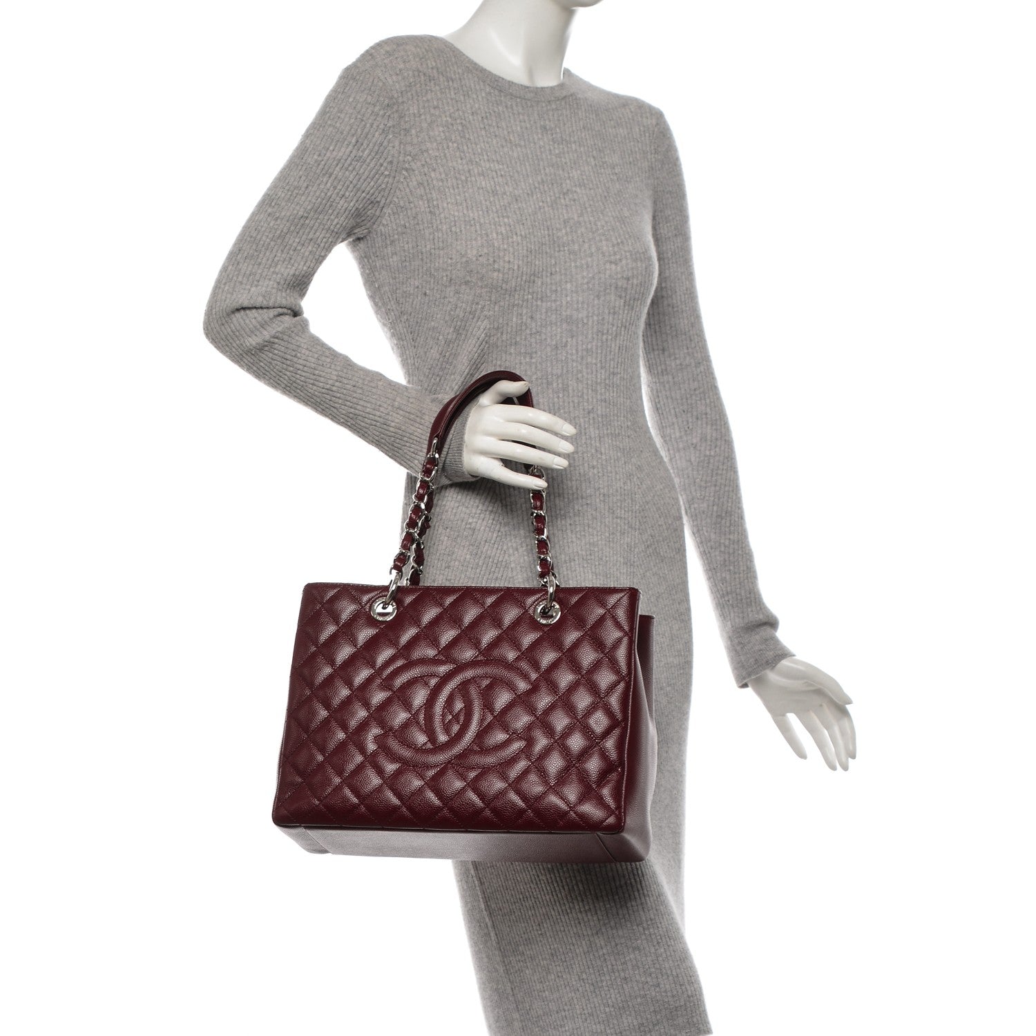 Chanel Caviar Quilted Grand Shopping Tote GST Dark Burgundy 2 of 7