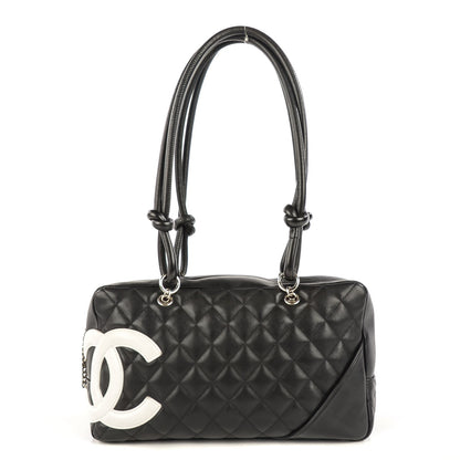 Chanel Calfskin Quilted Large Cambon Bowler Black White 1 of 7