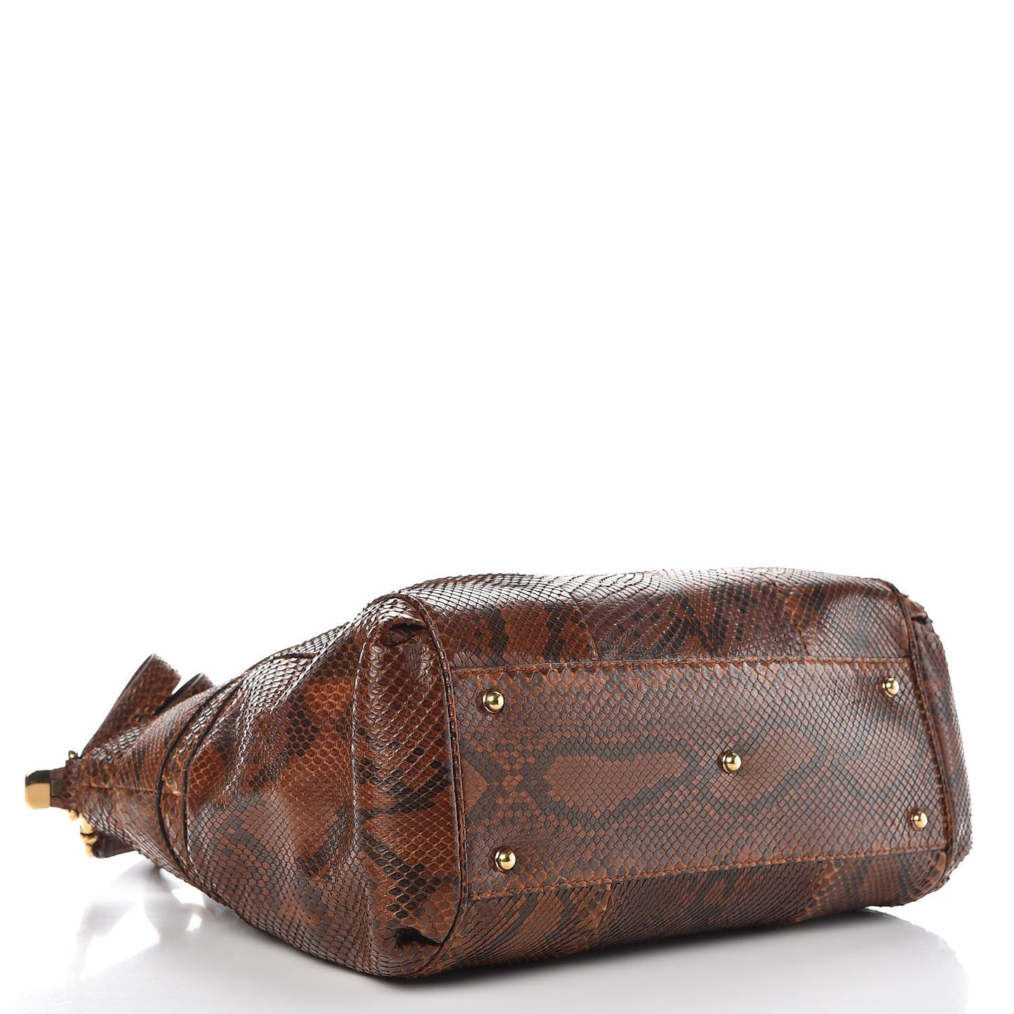Python Medium Ride Top Handle Bag Brown