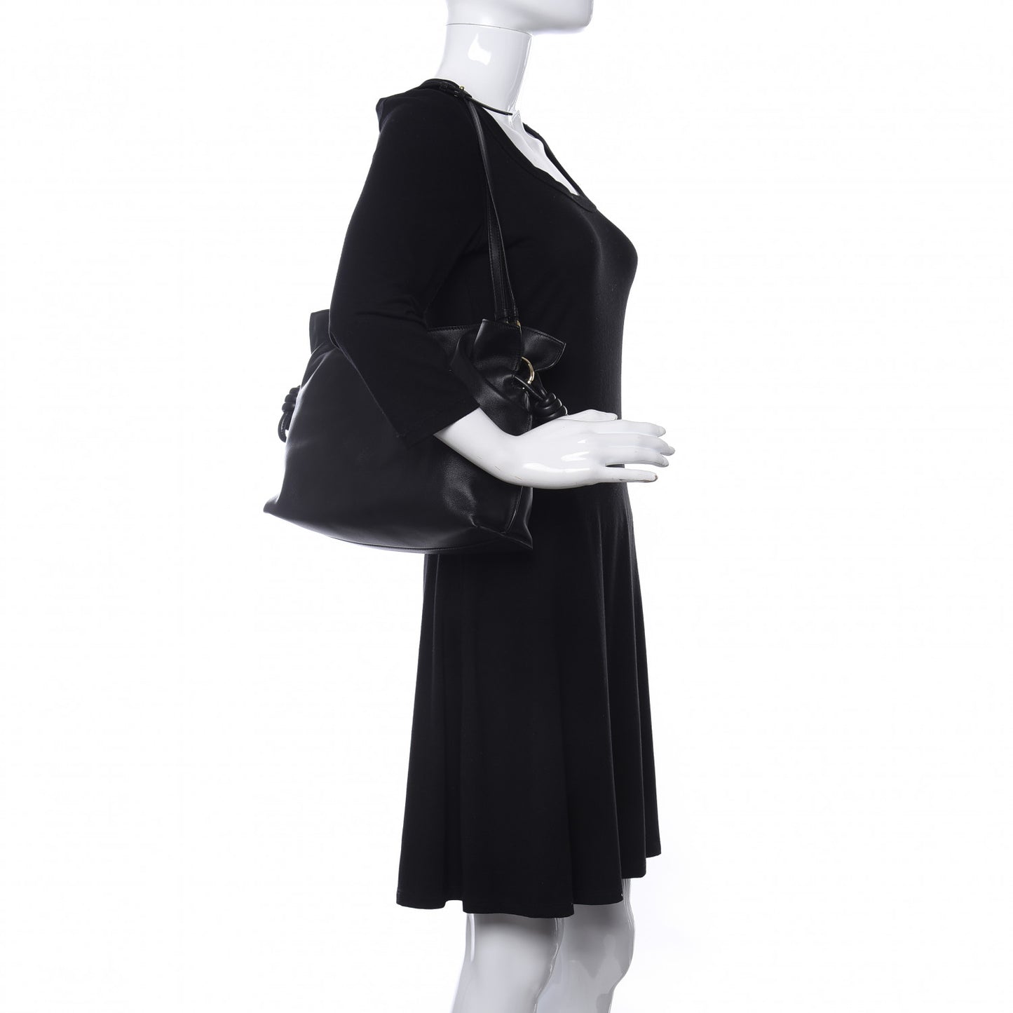 Calfskin Small Flamenco Knot Bag Black