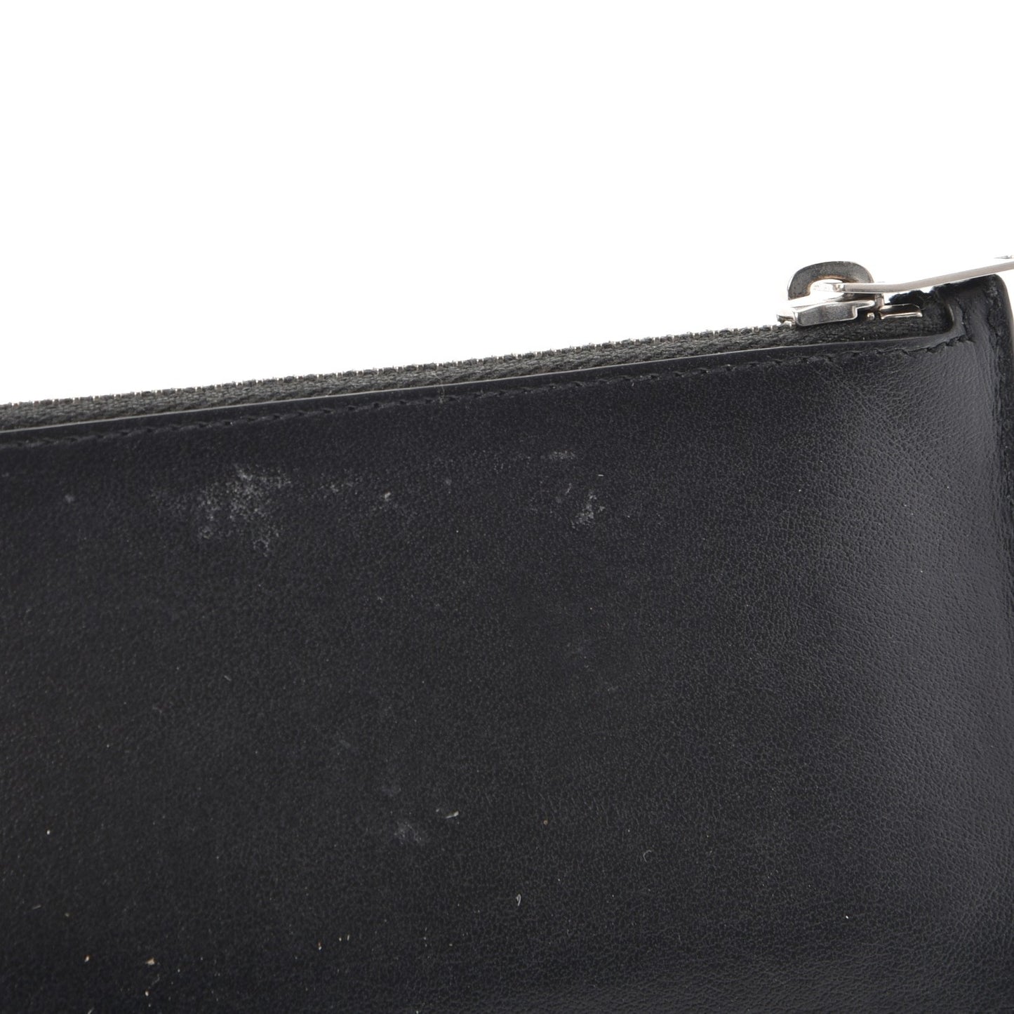 Calfskin Moujik Patch Fragments Zip Pouch Card Holder Black