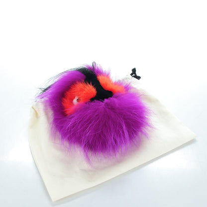 Fendi Fox Mink Goat Fur Oret Monster Bag Bug Charm Orchid Black 3 of 4