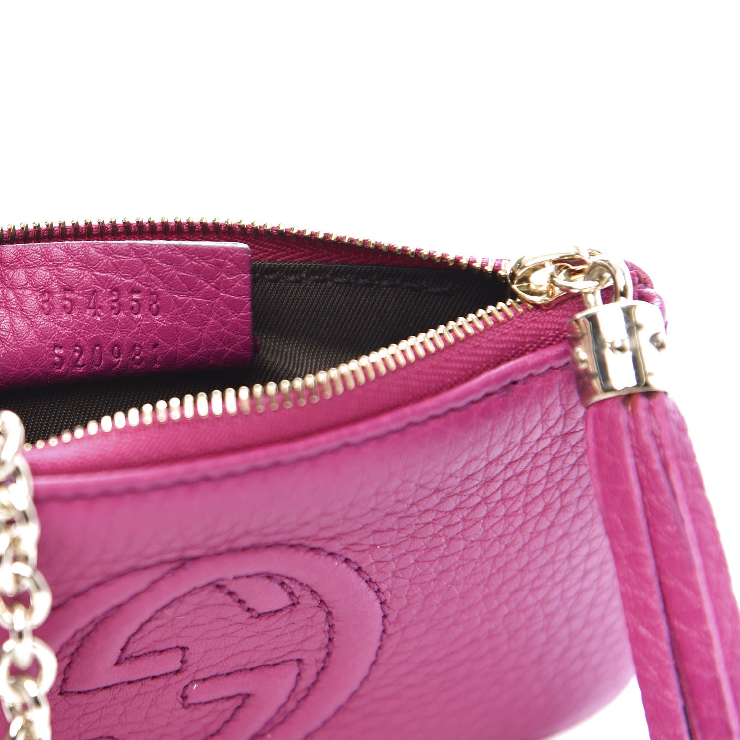 Gucci Pebbled Calfskin Soho Key Case Bright Bougainvillea 8 of 9