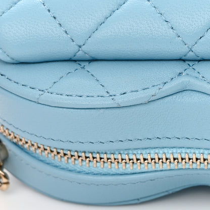 Chanel Lambskin Quilted CC In Love Heart Clutch With Chain Light Blue 12 of 12